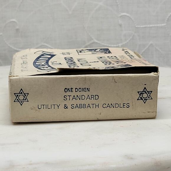Vintage Tel-Aviv Sabbath Candles 12’s Deadstock Utility 4" Jewish Judaica Box - Picture 4 of 12